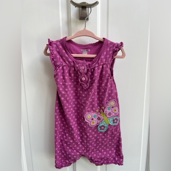 Vintage Babies R Us 24M/2T Purple Butterfly Short Sleeve Snap Bottom Romper - Picture 1 of 4
